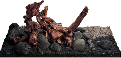 Picture of WIO Midnight Veil River, zestaw do dekoracji, do akwarium, óto-ochrowy, brzowy i czarny, kamienie i korzenie, 6 kg, pudeko