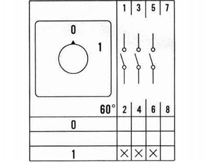Picture of Wycznik gówny tablicowy 100A 0-1 3F LW100 0-1 3P TRG