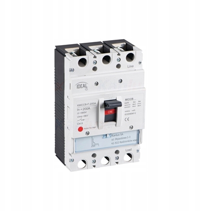 Изображение Wycznik kompaktowy MCCB KMCCB-F-200A staa nastawa 3 bieguny Ics 36kA(380/415V AC) Icu 50kA(220/230V AC) IP20 36291