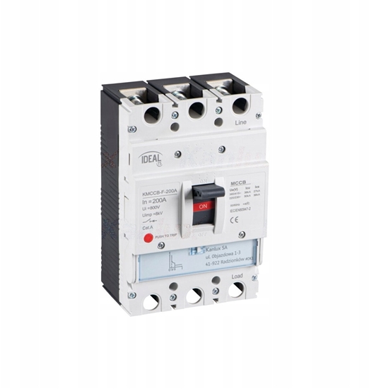 Изображение Wycznik kompaktowy MCCB KMCCB-F-200A staa nastawa 3 bieguny Ics 36kA(380/415V AC) Icu 50kA(220/230V AC) IP20 36291