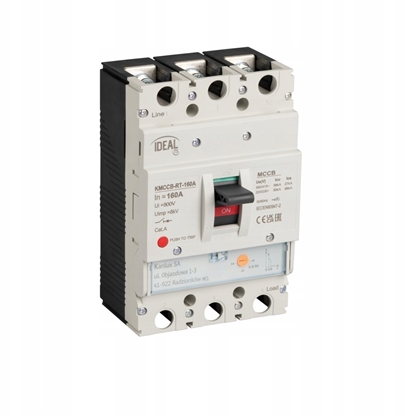 Изображение Wycznik kompaktowy MCCB KMCCB-RT-160A regulacja cz. termicz. 3 bieguny Ics 36kA(380/415V AC) Icu 50kA(220/230V AC) IP20 37282