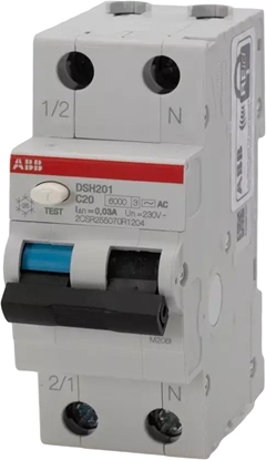 Picture of Wycznik rónicowo-nadprdowy 1P+N char. C 20A 6kA 30mA AC bezzwoczny DSH201 C20 AC30 2CSR255070R1204
