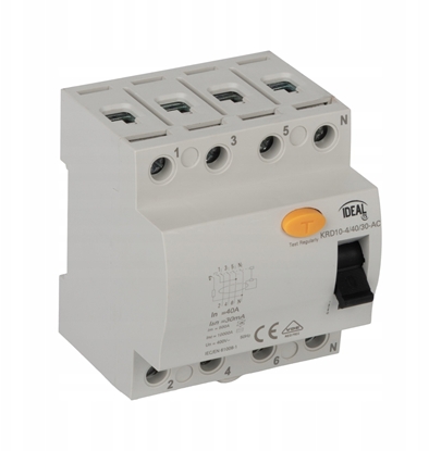 Picture of Wycznik rónicowoprdowy 4P 25A 0,03A typ AC KRD10-4/25/30-AC VDE 38737