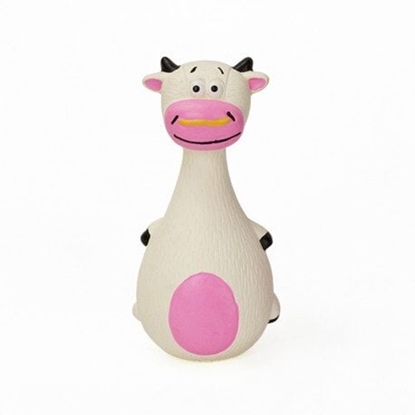 Изображение Zabawka dla psa, krowa, biaa, guma lateksowa, 13 cm