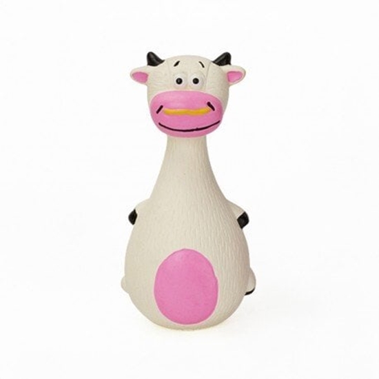 Изображение Zabawka dla psa, krowa, biaa, guma lateksowa, 13 cm