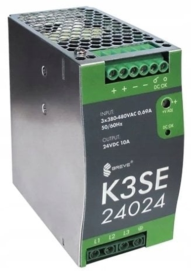 Picture of Zasilacz impulsowy K3SE 24024 3x400/ 24VDC 10A 240W na szyn DIN, Uzas: 340-550VAVAC, Ta70, 17000-1013