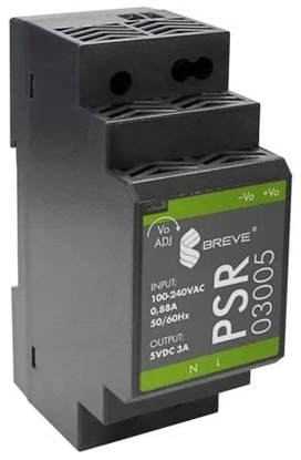 Attēls no Zasilacz impulsowy PSR 03005 230/ 05VDC 3A na szyn DIN, Uzas: 85-264VACVAC, Ta70, 17000-1555