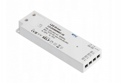 Изображение Zasilacz LED SLIM EASY CLICK 12V,60W, input 220-240VAC, IP20, wym.190x62x21(23) mm, 6 wbudowanych gniazd mini amp i przewód