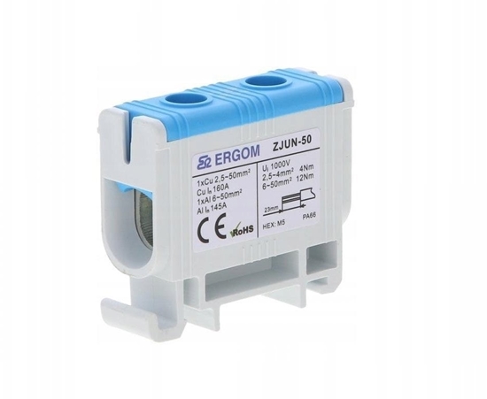 Picture of Zczka szynowa 1-torowa ZJUN-50/BL 50mm2 niebieska R34RR-07010002703