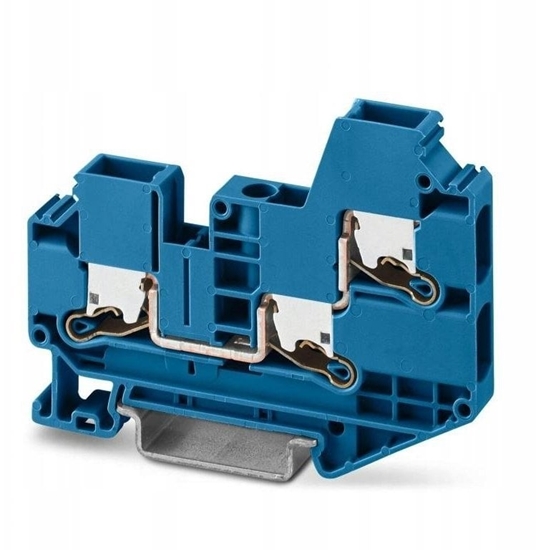 Изображение Zczka szynowa 3-przewodowa 6mm2, listwa zaciskowa koloru niebieskiego XTV 6-TWIN BU