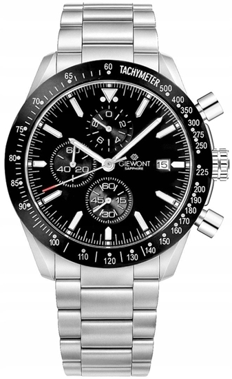 Picture of Zegarek Giewont Zegarek Mski Chronograph Sapphire Srebrno Czarny GW8720-B2
