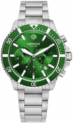 Изображение Zegarek Giewont Zegarek Mski Chronograph Sapphire Srebrno Zielony GW3970-B8