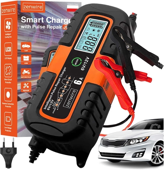 Изображение Zenwire adowarka Prostownik Akumulatorowy Samochodowy z Funkcj Naprawy AGM 6V 12V JMD-6S