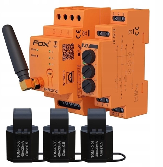 Picture of Zestaw monitor licznik zuycia energii WI-MEF-3-40A Wi-Fi + zabezpieczenie LK-BZ-3