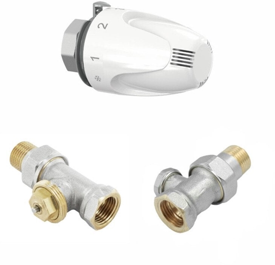 Picture of Zestaw term. prosty - zawór terrm 1/2 + gowica W5 + zawór powrotny 1/2