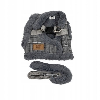 Picture of Zestaw, szelki+smycz, dla psa, szary, poliester/bawena, rozmiar L, ocieplane