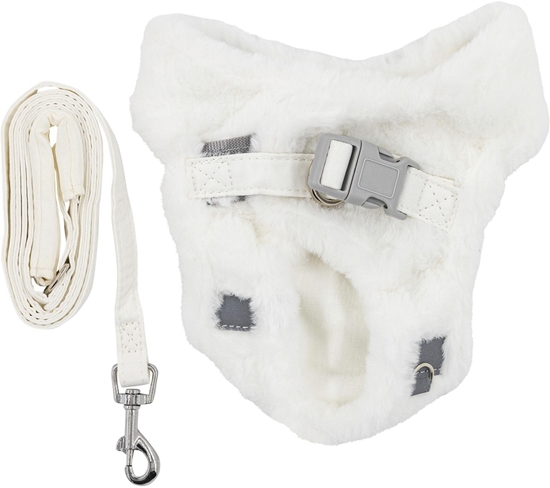 Picture of Zestaw, szelki+smycz, dla psa/kota, brudna biel, poliester, rozmiar L, ocieplane