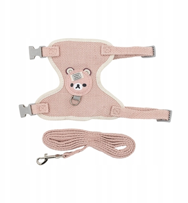Picture of Zestaw, szelki+smycz, dla psa/kota, róowe, poliester/bawena, d. smyczy 1,2m, rozmiar M