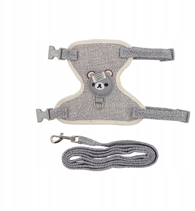 Picture of Zestaw, szelki+smycz, dla psa/kota, szare, poliester/bawena, d. smyczy 1,2m, rozmiar S