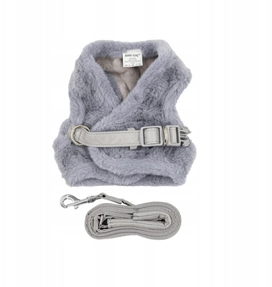 Picture of Zestaw, szelki+smycz, dla psa/kota, szary, poliester, rozmiar XXS, ocieplane