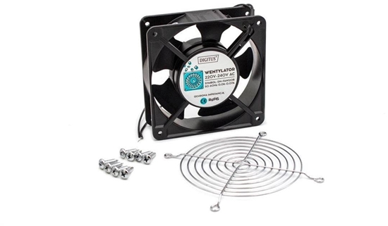 Picture of Zestaw:wentylator DN-FAN120B,osona metalowa DN-FAN120/GR,wkrt DN-FAN-M4-8szt DN-FAN120B-KIT