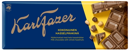 Attēls no Piena šokolāde KARL FAZER ar veseliem lazdu riekstiem, 200g