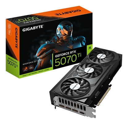 Picture of Graphics Card|GIGABYTE|NVIDIA|GeForce RTX 5070 Ti|2497 MHz|16 GB|GDDR7|256 bit|PCI Express 5.0|Active|N507TWF3OCV2-16GD