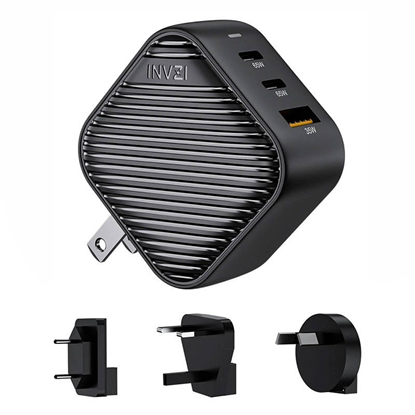 Picture of INVZI GanHub 2x USB-C + USB wall charger, 65W, EU|