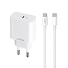 Изображение Maxlife adowarka sieciowa PD QC MXTC-06-20C 1x USB-C 20W biaa + kabel USB-C - USB-C 20W