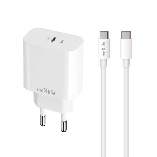 Изображение Maxlife MXTC-06-20C PD QC charger 1x USB-C 20W whi
