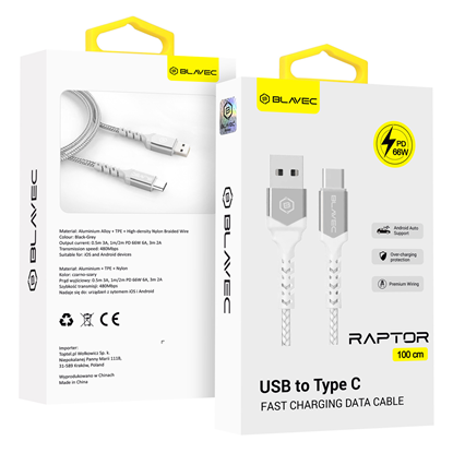 Изображение Blavec Cable Raptor braided - USB to Type C - PD 6