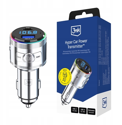 Изображение Accessories - 3mk Hyper Car Power Transmitter 48W QC PD PPS USB 1C1A Silver