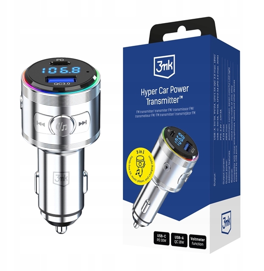 Picture of Accessories - 3mk Hyper Car Power Transmitter 48W QC PD PPS USB 1C1A Silver