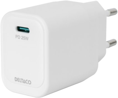 Picture of adowarka Deltaco adowarka cienna USB-C, 1x USB-C PD 20 W, PPS 25 W, biay / USBC-AC158 / 1903356