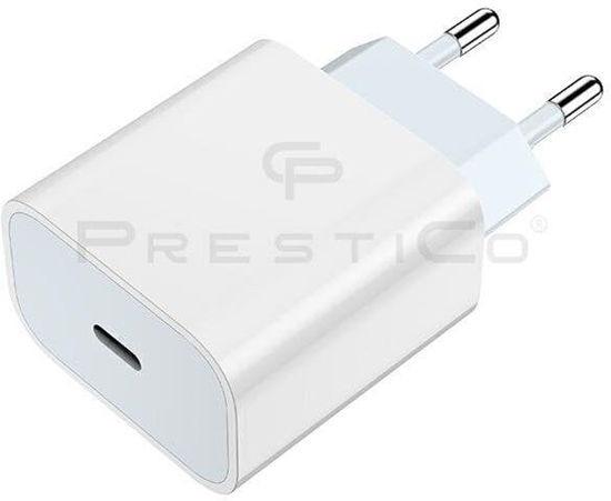 Picture of adowarka Prestico szybka adowarka sieciowa / adapter USB-C 20W PD white bulk LAD_F8/bulk (5904643022328)