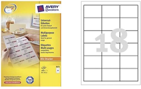 Picture of Avery Zweckform ETYK.ZF 3671 64X45 MARG./1800/ - 3671