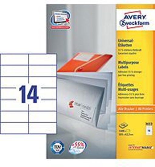 Picture of Avery Zweckform Etykiety Uniwersalne, Biae 105x42.3mm 100 arkuszy (3653)