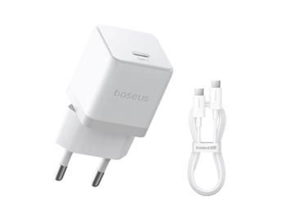 Изображение Baseus alm Fast Charger USB-C 20W + Data Cable USB-C/USB-C 1m White