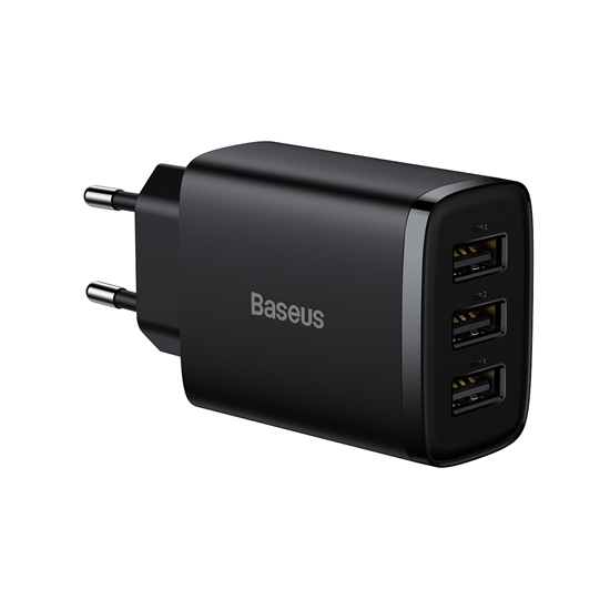 Изображение Baseus Compact charger 3x USB 17W black (CCXJ02010