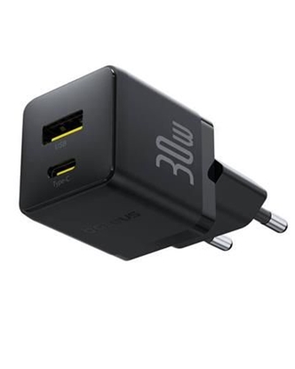 Attēls no Baseus Palm Fast Charger USB-A + USB-C 30W Black
