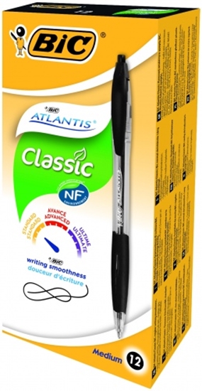 Picture of BIC Ballpoint pens ATLANTIS REFRSH 1.0 mm black, Box 12 pcs. 136717