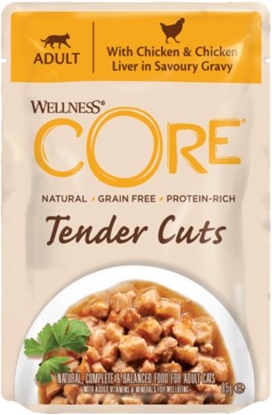 Picture of Brit Core Tender Cuts karma mokra dla dorosych kotów kurczak i wtróbka w sosie 85g saszetka 8szt/DISPLAY