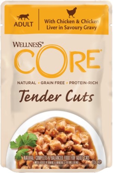 Picture of Brit Core Tender Cuts karma mokra dla dorosych kotów kurczak i wtróbka w sosie 85g saszetka 8szt/DISPLAY