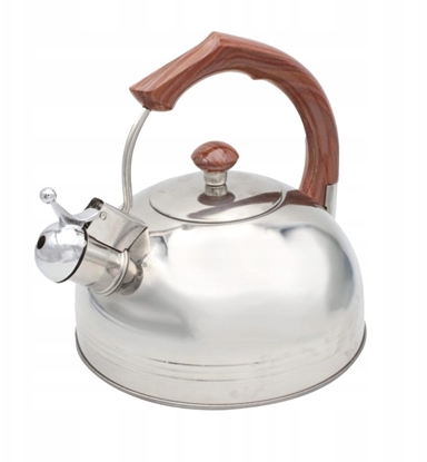 Attēls no Brunbeste Czajnik stalowy czajnik z gwizdkiem tradycyjny indukcyjny uchwyt drewniany 2.5L BB-2271
