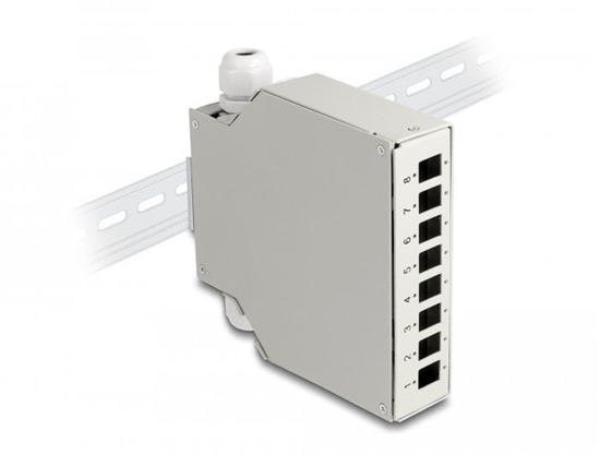 Picture of Delock Fiber Optic Distribution Box for DIN rail 8 port grey