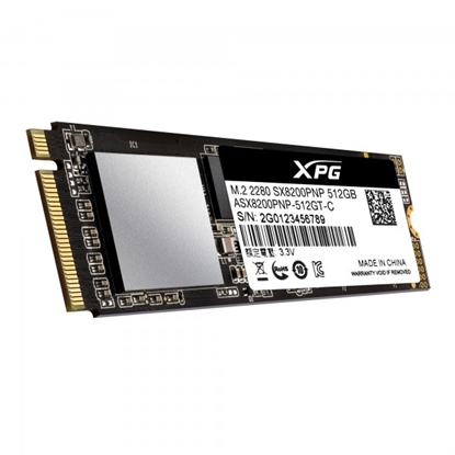 Attēls no SSD|ADATA|XPG SX8200 Pro|512GB|M.2|PCIE|NVMe|TLC|Write speed 2300 MBytes/sec|Read speed 3500 MBytes/sec|3.5mm|TBW 320 TB|MTBF 2000000 hours|ASX8200PNP-512GT-C