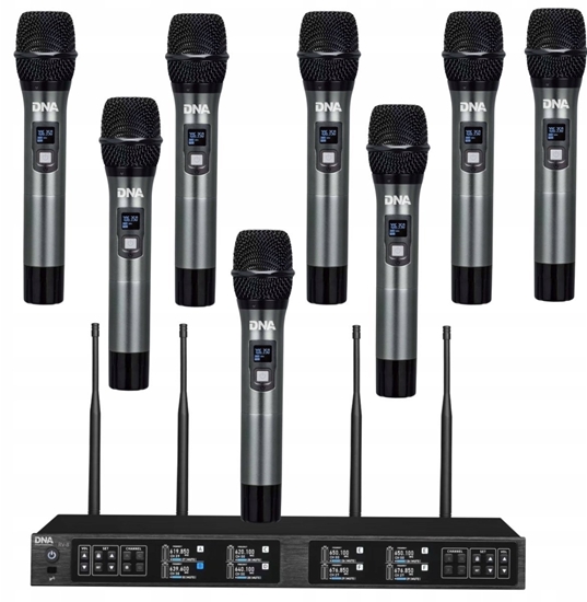 Picture of DNA RV-8 zestaw bezprzewodowy 8x bateryjny mikrofo