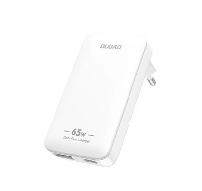 Attēls no Dudao GaN Dudao A65Q 65W USB-A / USB-C PD Ultra-Thin Travel Wall Charger EU / US - White GaN Dudao A65Q 65W USB-A / USB-C PD Ultra-Thin Travel Wall Charger EU / US - White White