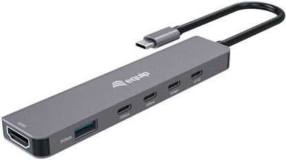 Picture of Equip Adapter USB-C->HDMI/4xUSB-C/USB-A  4K/ 60Hz 0.25m Alu.