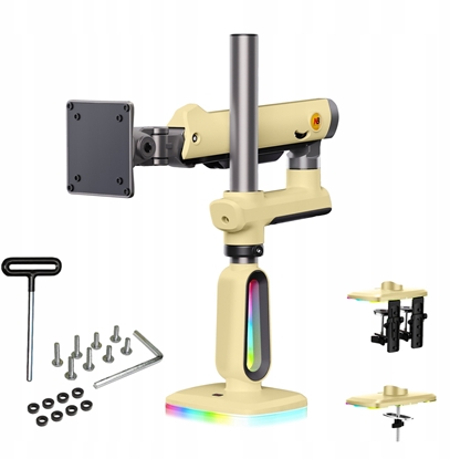 Picture of F7-XD Sunrise Yellow Podwietlenie RGB Gamingowy mocny uchwyt biurkowy do duych monitorów 32-60 cali